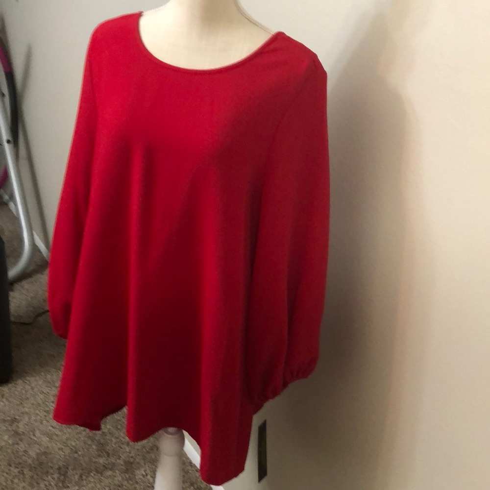 Solid Red Dressy Tunic, 100% polyester Top